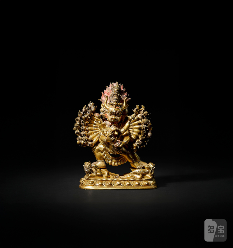 STATUE DE VAJRABHAIRAVA EN ALLIAGE DE CUIVRE DORÉ  TIBET, XVIIIE SIÈCLE